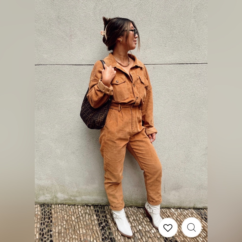 12th Tribe Corduroy Jumpsuit in Camel Brown
